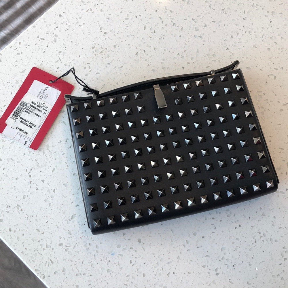 NEW Valentino Rockstud Studded Minaudiere Clutch - Picture 1 of 14